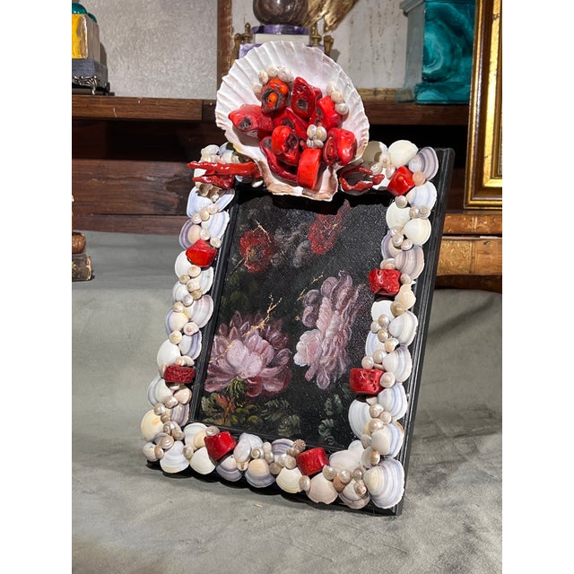 Black Mediterranean Grotto Baroque Style Frame With Dutch Oil on Canvas Still Life Painting Fragment For Sale - Image 8 of 10