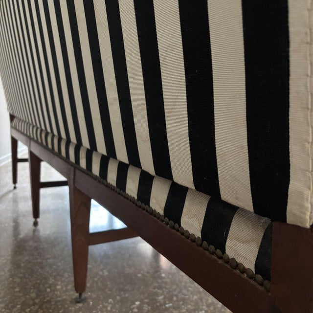 Antique Art Deco 3-Seater Sofa with Striped Fabric, 1800s For Sale - Image 13 of 14