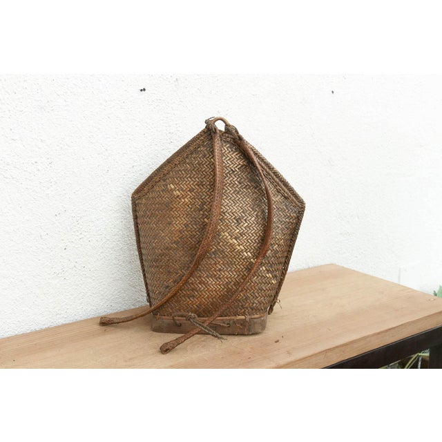 19th Century Large Antique Borneo Woven Harvest Carrier For Sale - Image 5 of 6