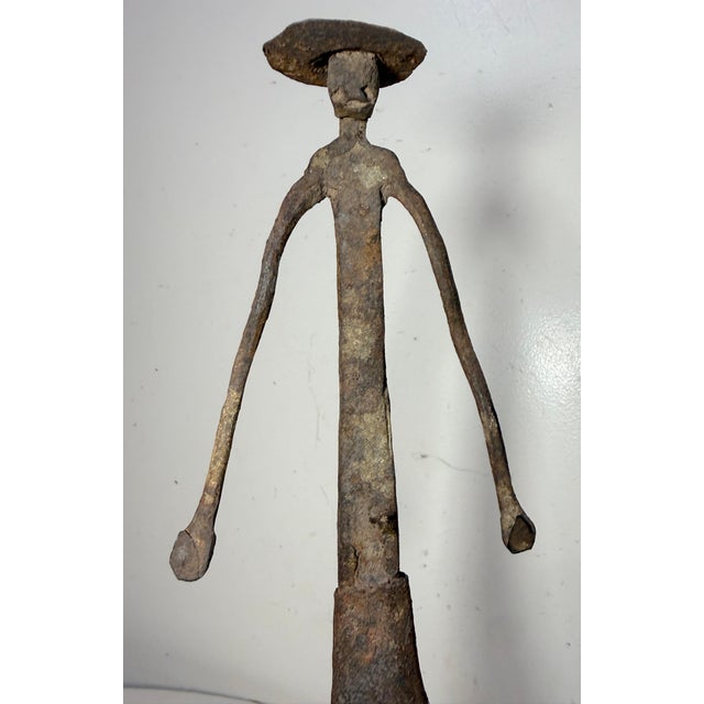 Tall Antique Handmade Wrought Iron West African Bambara Mali Sculpture Statue For Sale In New York - Image 6 of 13