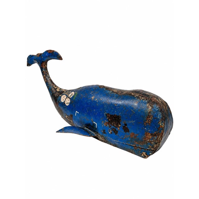 Reclaimed Metal Blue Whale Nautical Folk Art Sculpture For Sale - Image 11 of 11