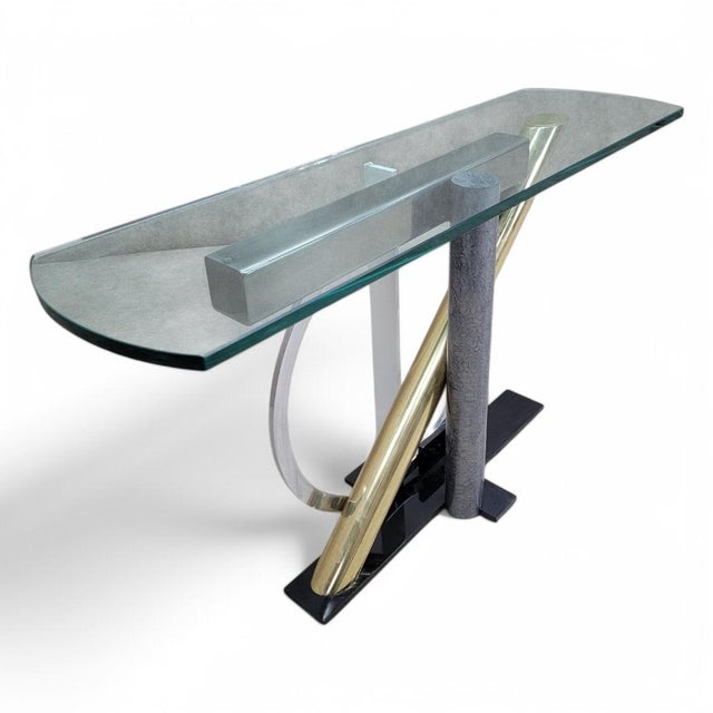 DIA - Design Institute America Modern Kaizo Oto Design Institute America Style Glass Top Console Table For Sale - Image 4 of 7
