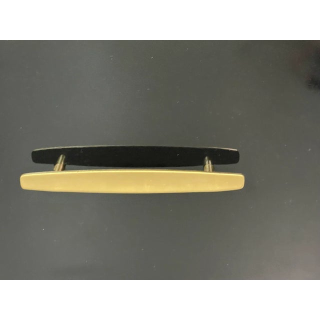 Wood Pair of Mid Century Modern Ebony Lacquered Chests, Dressers, Brass, American For Sale - Image 7 of 11