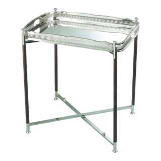 New 1990s New Silver & Wood Collapsible Stand & Tray For Sale