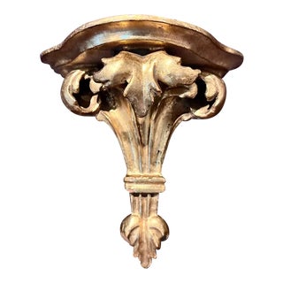 1940's Italian Florentine Gilt Wood Wall Shelves/ Brackets Petite Size a - Pair For Sale