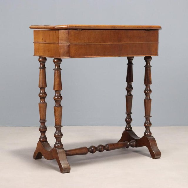 Antique Walnut Worktable with Drawer, Italy, 19th Century For Sale - Image 10 of 11