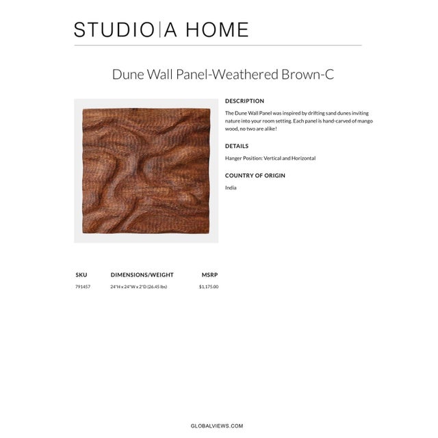 Studio a Home Pair of Dune Hand-Carved Mango Wood Wall Panels For Sale In Dallas - Image 6 of 6