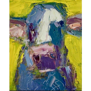 Abstract Cow (Yellow and Purple) Oil Painting For Sale