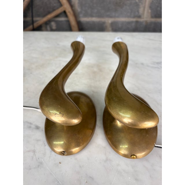 Modern Modern Brass Candelabra Wall Sconce Pair For Sale - Image 3 of 7