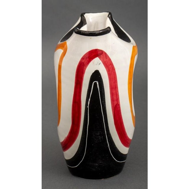 Mid 20th Century Italian Striped Glazed Art Pottery Vase For Sale In New York - Image 6 of 9