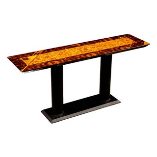 1970s Oscar Dell’Arredamento for Miniforms Burl Wood Console Table For Sale