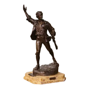 19th Century French Bronze "Volontaire De 92" on Marble Base Signed P. Choppin