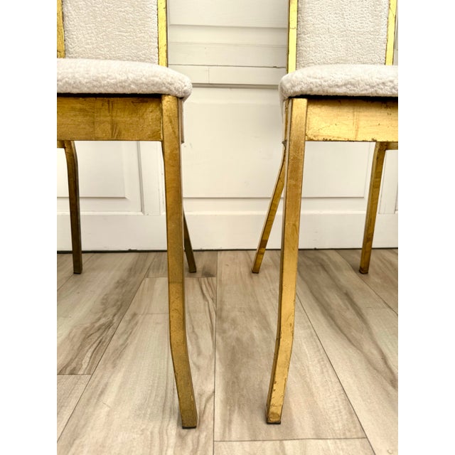 Set of 6 Hollywood Regency Gothic Revival Gilt Dining Chairs With Bouclé Upholstery For Sale - Image 17 of 18