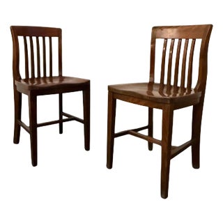Early 20th Century Clark & Gibby Walnut Library Desk Chairs - Set of 2 For Sale