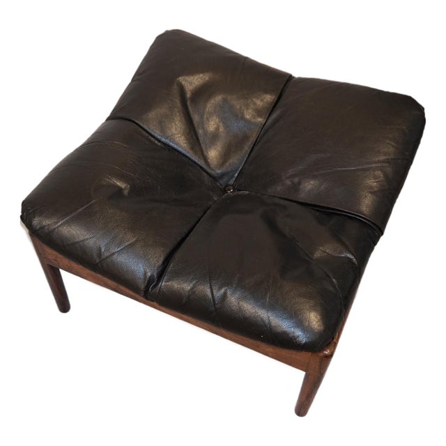 1960s Danish Modern Attributed to Kristian Vedel "Modus" Leather Ottoman For Sale