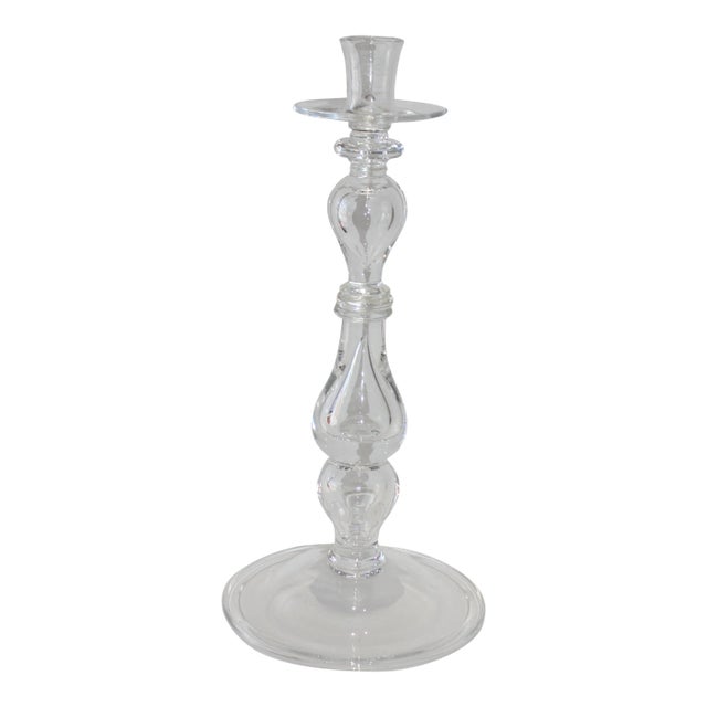 Crystal Double Tear Drop Balustrade 19.5" Candle Holder Steuben Homage Signed by Artisan For Sale