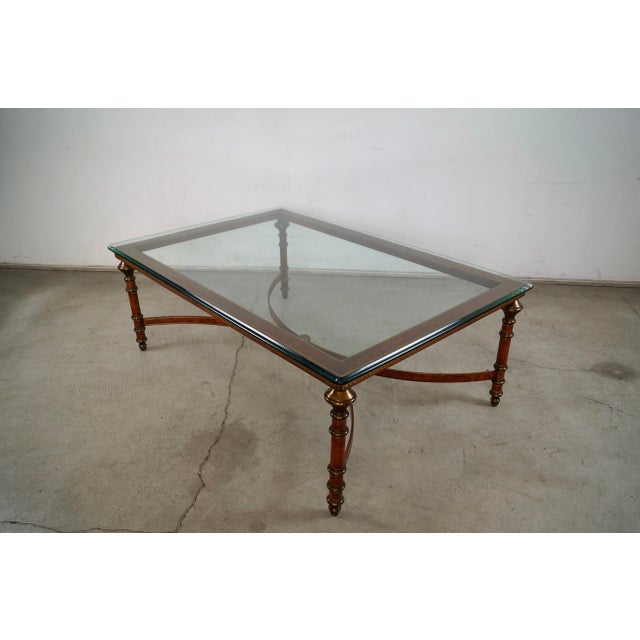 Hollywood Regency 1970’s Hollywood Regency Maitland & Smith Leather & Brass Coffee Table For Sale - Image 3 of 12