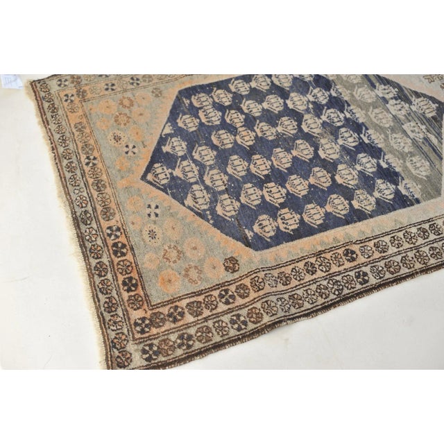 On Hold for Photoshoot* 1940s Apricot, Peach, Grey & Indigo Field of Boteh Rug, 3.3 X 4.5 For Sale - Image 4 of 10