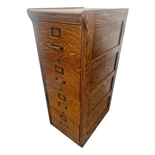 Antique Yawman and Erbe Tiger Oak Vertical File Cabinet Arts and Crafts C1910 For Sale