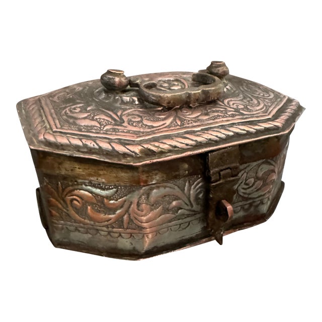 Antique Copper Inkwells Box For Sale