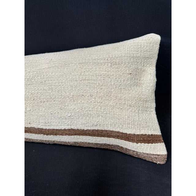 Turkish Hemp Pillow Cushion Natural Beige Brown Cushion Cover 14x40 For Sale - Image 4 of 4