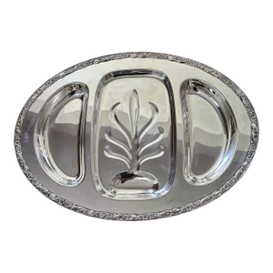 Vintage 1957 Wm Rogers Silver Plate Victorian Rose Well and Tree Buffet Tray