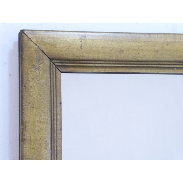 Vintage Wooden Brass Tone Mirror For Sale - Image 4 of 4
