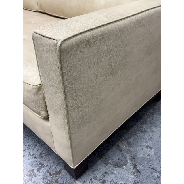 Queen Size Mid-Century Modern Vegan Leather Tufted Sleeper Sofa For Sale - Image 10 of 12