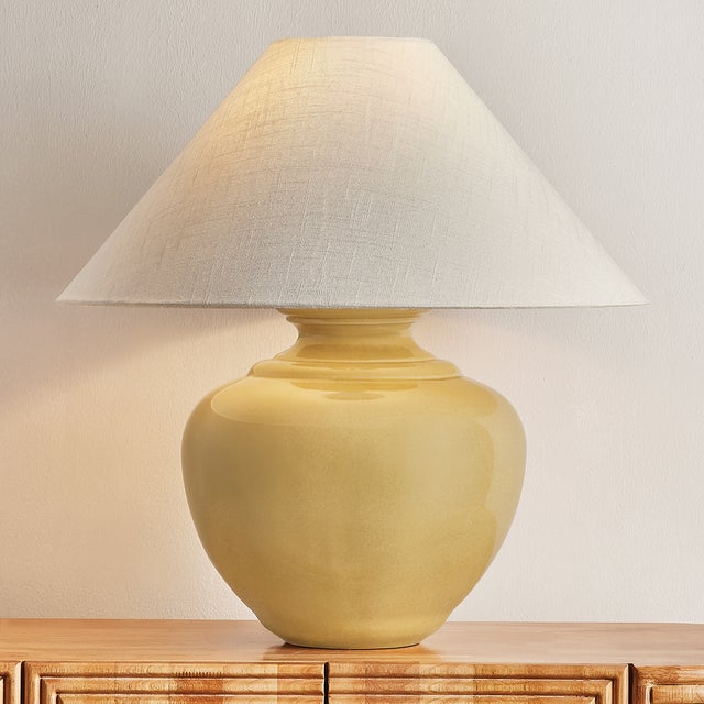 2020s Hudson Valley Lighting French Ridge 23 in. 1 Light Table Lamp in Aged Brass and Ceramic Dijon Wash Finish For Sale - Image 5 of 6