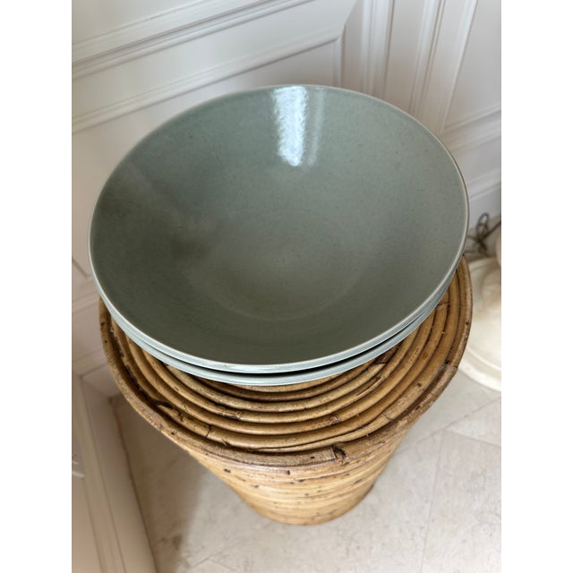 Calvin Klein Vintage Calvin Klein Cargo Stoneware 12” Serving Bowls in Sage, Made in Japan -Set of 2 For Sale - Image 4 of 10