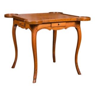 French 1860s Napoleon III Walnut Game Table with Four Drawers and Cabriole Legs For Sale