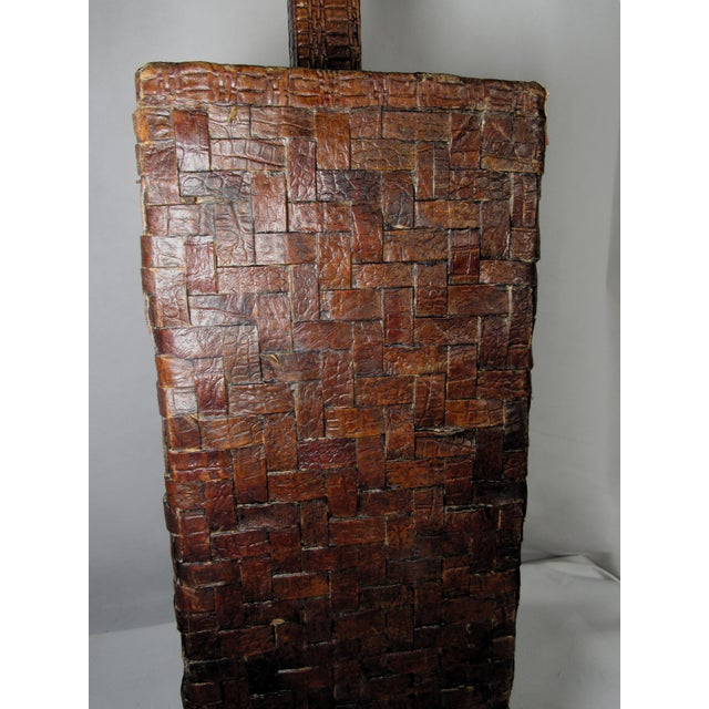 Vintage Woven Leather Kenzie Lamp + Shade For Sale - Image 10 of 14
