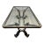 Vintage Mid-Century Industrial Dining Table With Sculptural Wrought Iron & Glass For Sale