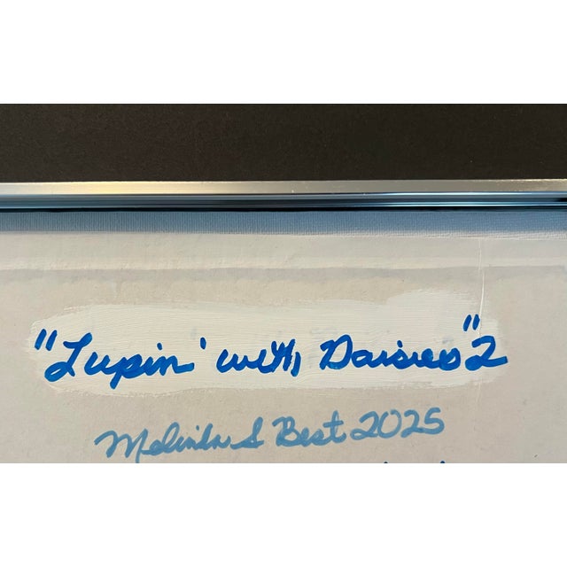 Modern Wild Floral Bloom, Acrylic Paint on Canvas, “Lupin’ With Daisies 2,” Signed & Dated on Verso For Sale - Image 4 of 5