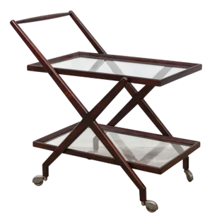 Vintage Walnut Bar Cart, 1950s