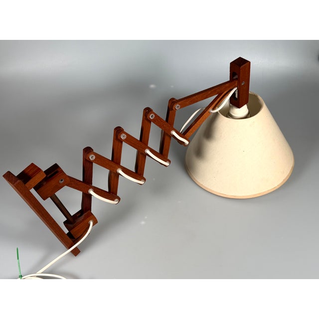 1960s Danish Scissor Lamp in Teak, Denmark, 1960s For Sale - Image 5 of 18