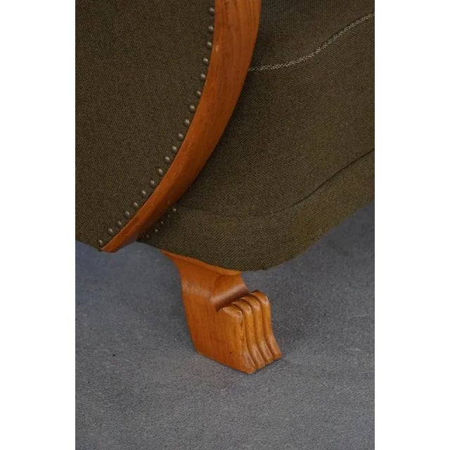 Brown Swedish Art Deco Chairs in Elm and Green Wool, 1940s, Set of 2 For Sale - Image 8 of 18