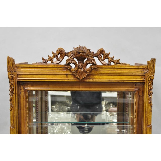 Baroque Vintage French Baroque Style Carved Wood & Glass Curio China Display Cabinet For Sale - Image 3 of 16