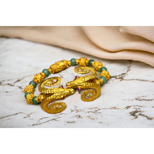 Contemporary 1950s The Angelica: Zolotas Signed Bracelet Features Two Kissing Ram Heads For Sale - Image 3 of 11