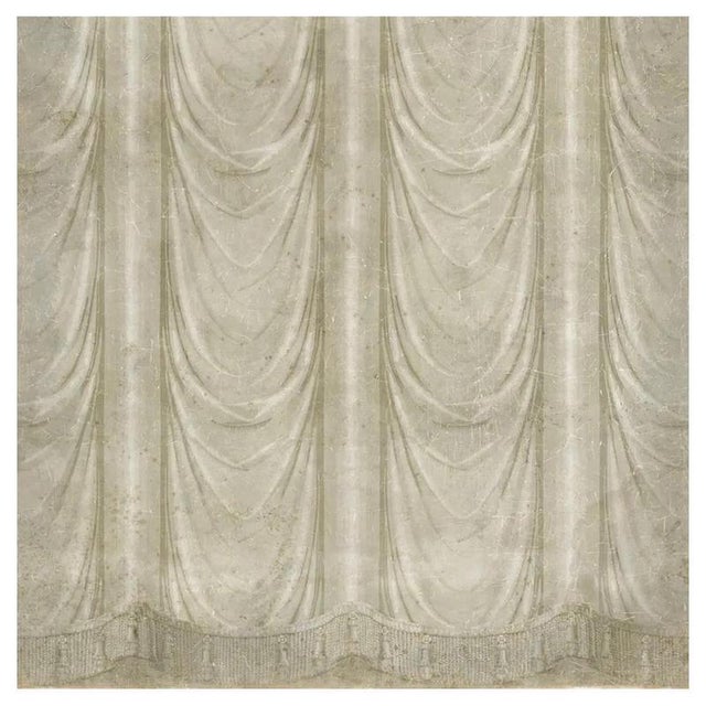 Vintage Style Grey Draped Decorative Panoramic Wallpaper in Paper For Sale - Image 6 of 6