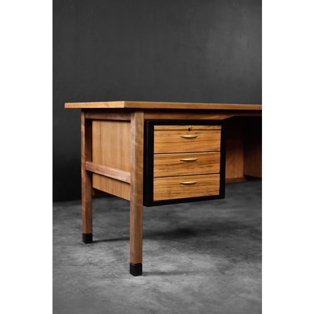 Large Mid-Century Danish Modern Brown Teak Desk, 1960s For Sale - Image 10 of 18
