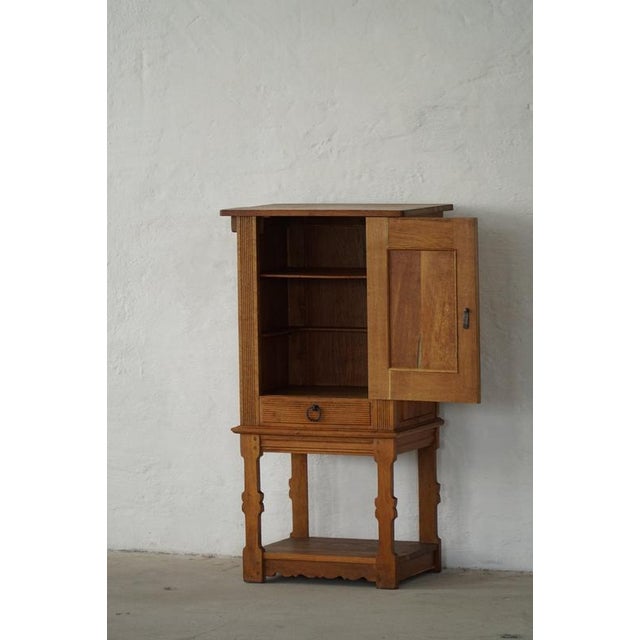 Scandinavian Narrow Oak Cabinet, 1950s For Sale - Image 10 of 17