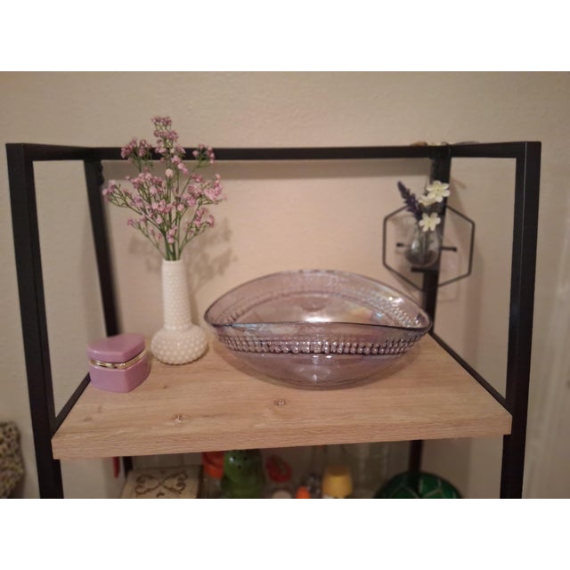 This is a beautiful Yalos Casa Murano bowl, in iridescent lilac purple. 13" width by 5" height.