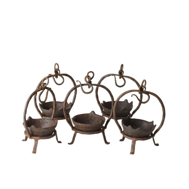 Chinese Set of 5 Vintage Oil Burner or Candle Holder For Sale - Image 3 of 9