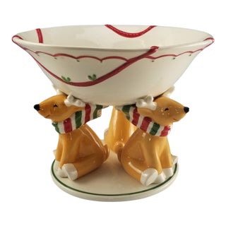 Lenox Festive Christmas Reindeer Cookie Bowl For Sale