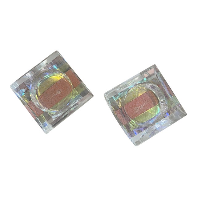 Oleg Cassini Crystal Votive Candle Holders - a Pair For Sale