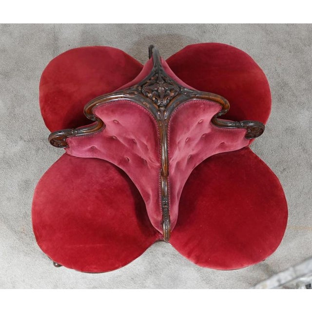 Wonderful antique Victorian mahogany conversation seat or conversation settee dating to circa 1860 An unusual and highly...