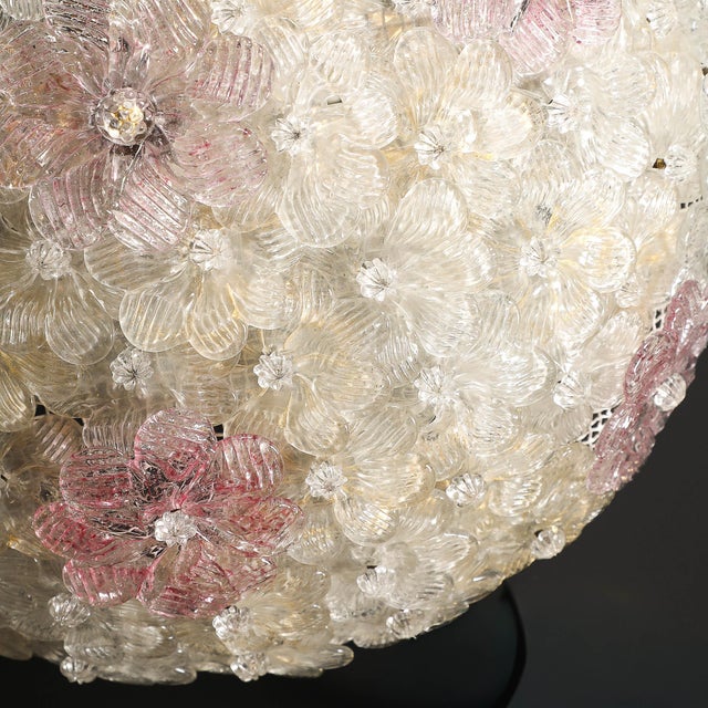 Mid-Century Hand-Blown Rose Murano Glass Florets Chandelier by Barovier & Toso For Sale - Image 15 of 18