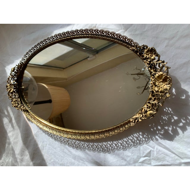 Mid 20th Century Vintage Gold Filigree Perfume Vanity Tray For Sale - Image 5 of 12