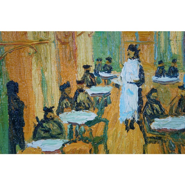 Late 20th Century Café Terrace at Night After Vincent Van Gogh Oil Painting Canvas Impressionist, Framed For Sale - Image 9 of 12